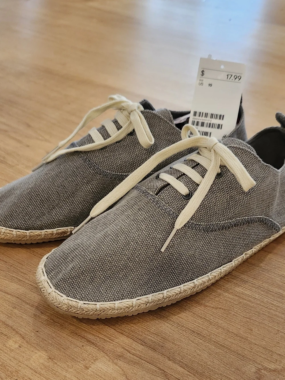 H&M Gray Canvas Espadrille Shoes Size US 10